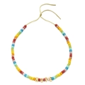 Handmade colorful beaded necklace with gold HOPE letter charms and adjustable cord - HOPE Color Cylinder Style (XIAJIASL986)