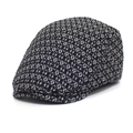 Gorra plana clásica de algodón jacquard para hombre con patrón de textura vintage en blanco y negro - Ajustable / Negro