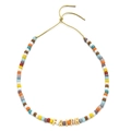 Rainbow frosted beads necklace with gold FAITH letters and adjustable braided cord - FAITH Frosted Cylinder Style (XIAJIASL987)