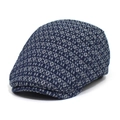 Gorra plana de mezclilla jacquard para hombre con patrones geométricos en azul y blanco - Ajustable / Azul