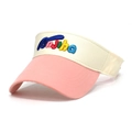 Visiera parasole in cotone rosa e beige con ricamo di lettere 3D per uomo e donna - Rosa + Beige