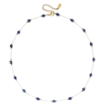 Gouden roestvrijstalen ketting met blauwe facetgeslepen kralen in boho-stijl - Blauwe Kraal Stijl (XN570-3)