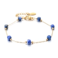 Handgemaakte vergulde roestvrijstalen armband met vierkante blauwe natuursteen kralen - Diepblauw (XN569-3)