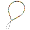 Kleurrijke cilindrische kralen telefoonkoord met goudkleurige metalen accenten - Regenboog Cilinder Gouden Kraal Stijl (SL478)