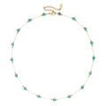 Gouden roestvrijstalen choker met groene kralen en metalen afstandhouders voor vrouwen - Smaragdgroene Stijl (XN570-5)