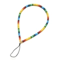 Kleurrijke matte cilindrische kralen telefoonketting regenboog met gouden sluiting - Regenboog Matte Cilinder Stijl (SL479)