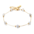 Handmade gold plated stainless steel bracelet featuring translucent blue natural stones - Light Blue (XN569-6)