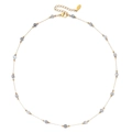 Collier bohème en acier inoxydable doré avec pierres naturelles labradorite grise carrées - Style Pierre Carrée Grise (XN570-6)
