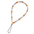 Colorful macaron beaded phone strap with gold accents and black cord attachment - Macaron Multi-Color Cylinder Style (SL480)
