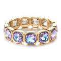 Gouden armband met vierkante kristallen in blauwe en paarse kleurverloop - Gradiënt Veelkleurig Stijl (XN580-5)