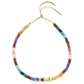 Colorful beaded necklace with golden LOVE letters and adjustable yellow braided cord - LOVE Color Matte Style (XIAJIASL989)