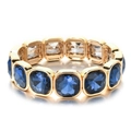 Gouden grove armband met grote vierkant geslepen koningsblauwe kristallen en polijst - Donkerblauw Goud Stijl (XN580-6)