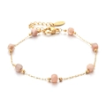 Handmade gold stainless steel chain bracelet with pale pink natural stone beads - Pale Pink (XN569-skin)
