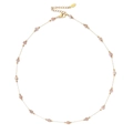 Collier bohème en acier inoxydable doré avec perles de pierre naturelle rose - Style Minerai Rose Clair (XN570-8)