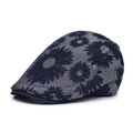 Detailed close-up of navy blue floral print on high-quality cotton fabric ivy cap - Adjustable / Navy Blue