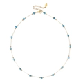 Collier bohème en acier inoxydable doré avec perles bleues facettées et fermoir - Style Perle Bleu Foncé (XN570-9)