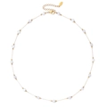 Collier bohème en chaîne dorée avec perles cubes blanches translucides et fermoir homard - Style Perle Blanche (XN570-10)