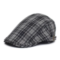 Classic British plaid newsboy cap for men featuring adjustable metal side buckle - Adjustable / Gray