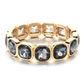 Goudkleurige schakelarmband met vierkante rookgrijze kristallen in metalen zettingen - Rookgrijs Goud Stijl (XN580-8)