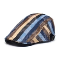Gorra plana de rayas con patrones de cachemira jacquard y hebilla trasera ajustable - Ajustable / Azul