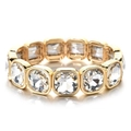 Brede gouden armband met grote transparante kristallen in rechthoekige frames gezet - Helder Goud Stijl (XN580-9)