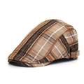 Berretto piatto classico a quadri con fibbia in metallo regolabile in tartan marrone - Regolabile / Beige