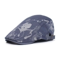 Men's navy printed flat cap with adjustable metal buckle for outdoor fashion styling - Adjustable / Blue