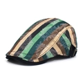 Gorra plana vintage a rayas con diseño de cachemira y hebilla de metal ajustable - Ajustable / Verde