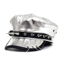 Gorra marinera estilo punk plateada con tachuelas metálicas y anillos decorativos - Talla única / Plateado