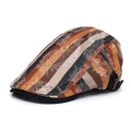 Gorra plana con estampado de rayas paisley, hebilla ajustable y tela de jacquard de lujo - Ajustable / Marrón