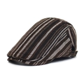 Gorra plana ajustable a rayas marrones y blancas de algodón para hombre y mujer - Ajustable / café