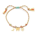 Colorful woven beach bracelet with gold butterfly and clover charms for women - Colorful Butterfly Clover Style (XN601-candy)