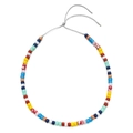 Rainbow pony bead necklace with adjustable grey cord and vibrant colorful stone beads - Rainbow Cylinder Bead Style (XIAJIASL802)