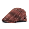 Béret vintage marron à lignes pointillées avec boucles latérales en cuivre - Réglable / Rouge