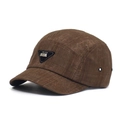 Men's brown plaid baseball cap with BODA metal letter label and adjustable strap - Adjustable / Khaki