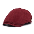 Adjustable burgundy plaid beret cap for men and women featuring fine cotton texture - Adjustable / Red