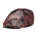 Textured ivy cap with vintage wrinkled pattern in dark brown and black finish - Adjustable / Coffee