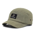 Olijfgroene ripstop baseballpet met vijf panelen, metalen oogje en rechthoekige logo-patch - Verstelbaar / Grijs