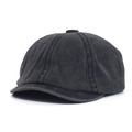 Gorra de repartidor vintage en algodón lavado gris oscuro con diseño clásico de 8 paneles - Negro