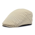 Boina a cuadros ajustable para hombre en tela ligera de secado rápido beige y caqui - Ajustable / Beige