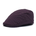 Quick-dry plaid beret hat for men in deep purple with adjustable stylish flat cap design - Adjustable / Red