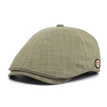 Verstellbare Herren-Baskenmütze mit Khaki-Karo-Muster und modischem runden Logo-Patch - Verstellbar / Grau