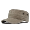 Vintage washed khaki cadet cap with metal eyelets and reinforced stitching on brim - Adjustable / Khaki Eyelets (FC212-4)