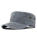 Close-up of washed cotton cadet cap featuring metal eyelets and vintage distressed texture - Adjustable / Gray Eyelets (FC212-5)