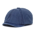 Detalle de la gorra tipo newsboy en algodón lavado azul oscuro con costura de 6 paneles - Azul marino