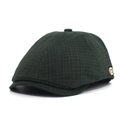 Classic checkered beret in dark green cotton blend with an adjustable strap - Adjustable / Dark Green