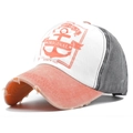 Detalle de gorra de béisbol vintage lavada con bordado W3D y visera con efecto usado - Estilo de Ancla de Bloque de Color (CB216-Marco de Ancla de Bloque de Color de Esponja) / Negro