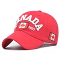 Cappellino baseball rosso Canada con ricamo 3D bianco e bandiera su sfondo bianco - Regolabile / Rosso