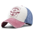 Gorra de béisbol vintage con paneles tricolores y bordado marítimo de ancla retro - Estilo de Ancla de Bloque de Color (CB216-Marco de Ancla de Bloque de Color de Esponja) / Azul