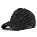 Berretto da baseball in tweed nero e oro con visiera curva e trama di lusso raffinata - Regolabile / Nero (Con Filo Dorato)